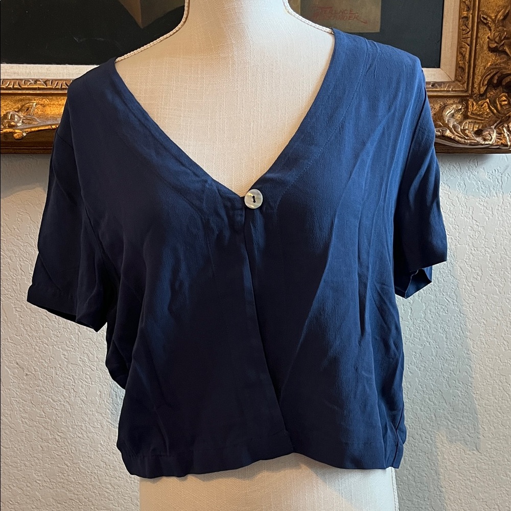 RVCA Deep Blue V-Neck Blouse